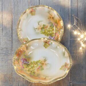 Royal Rudolstadt Prussia Porcelain Hand Painted Dish Bowl Antique 5inch Set 2